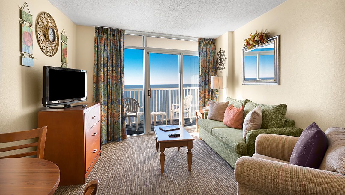 Oceanfront One Bedroom Doubles Living