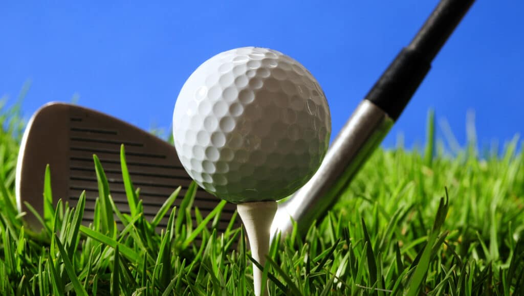 Golf ball on a tee